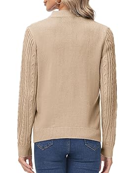Ladies Beige Cardigan Sweater Zip Up Cardigan Jacket Ribbed